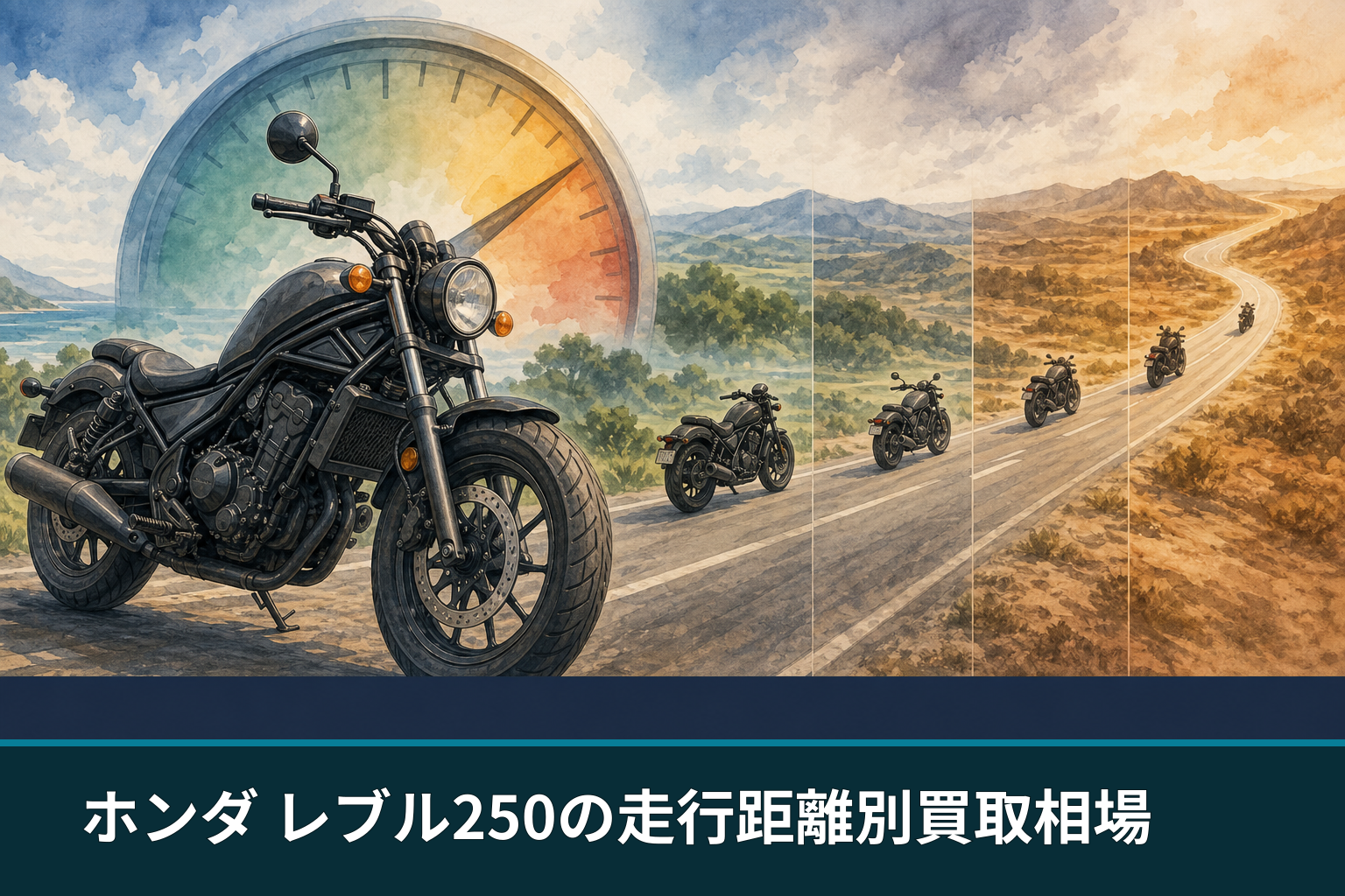 ホンダ レブル250の走行距離別買取相場