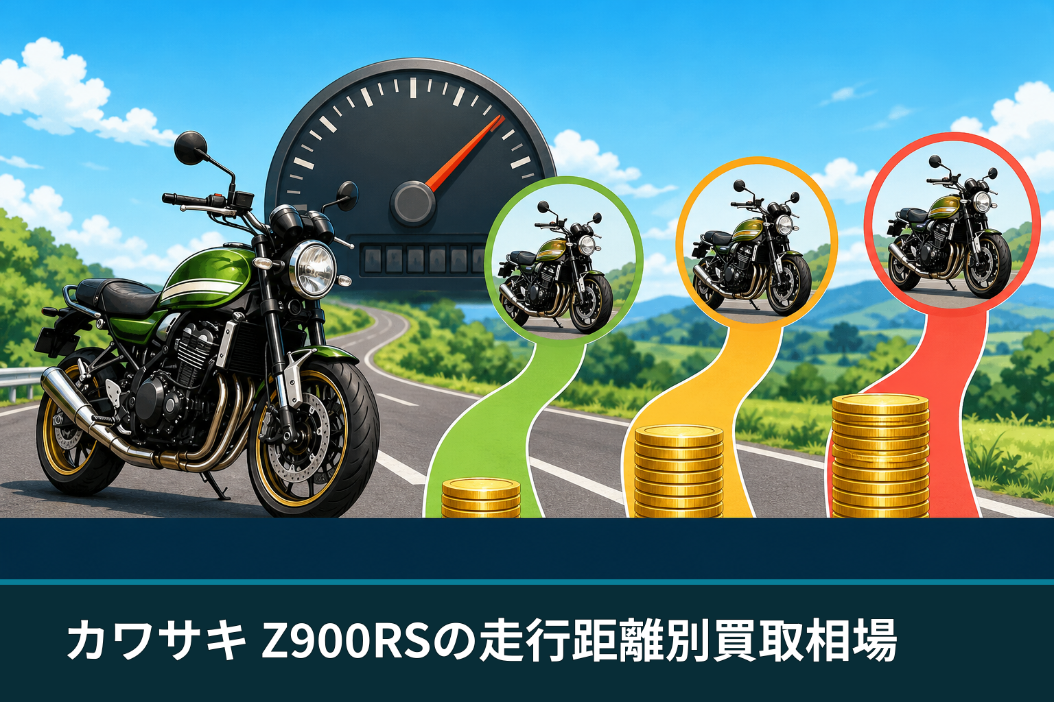 カワサキ Z900RSの走行距離別買取相場