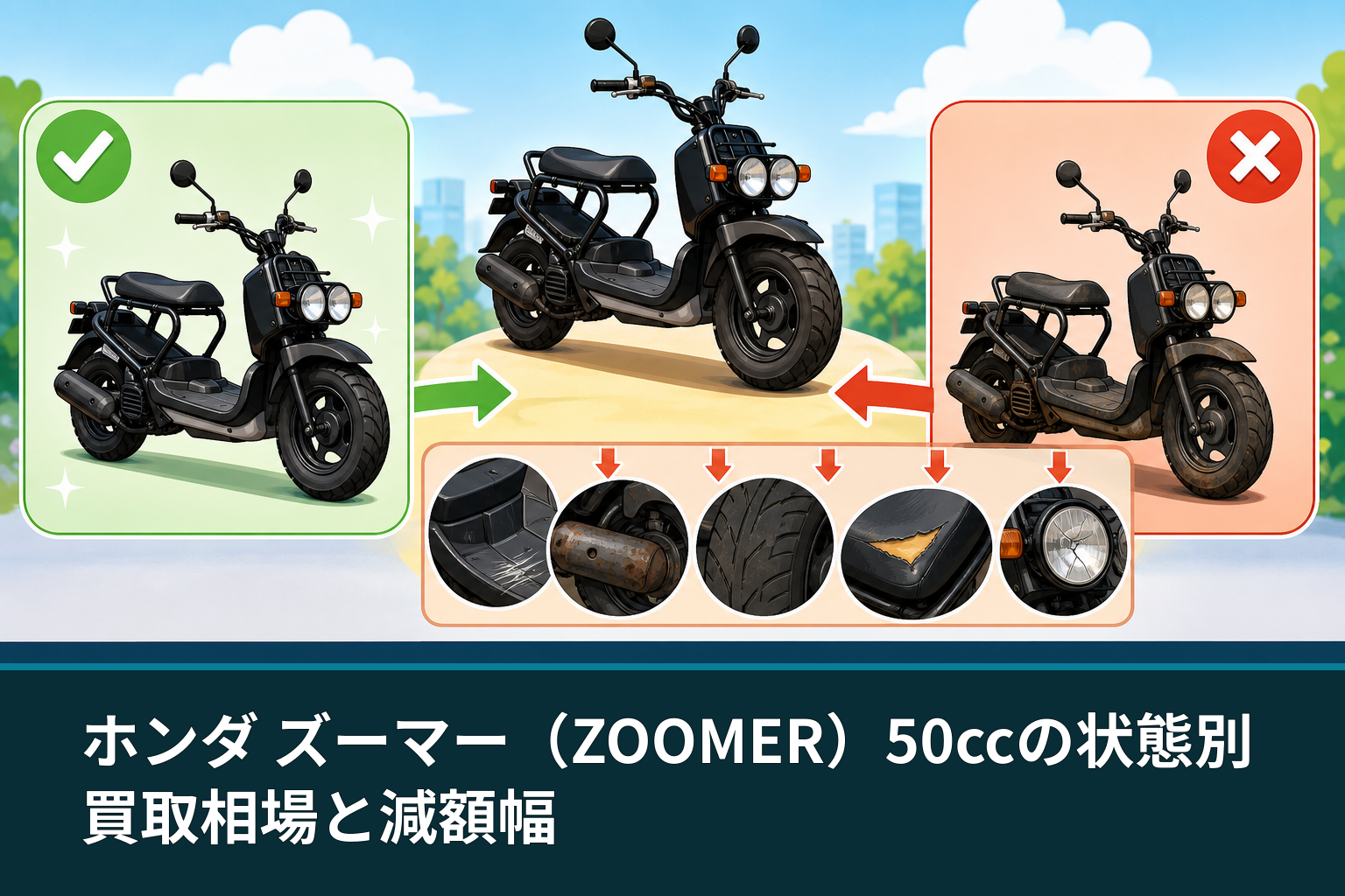 ホンダ ズーマー（ZOOMER）50ccの状態別買取相場と減額幅