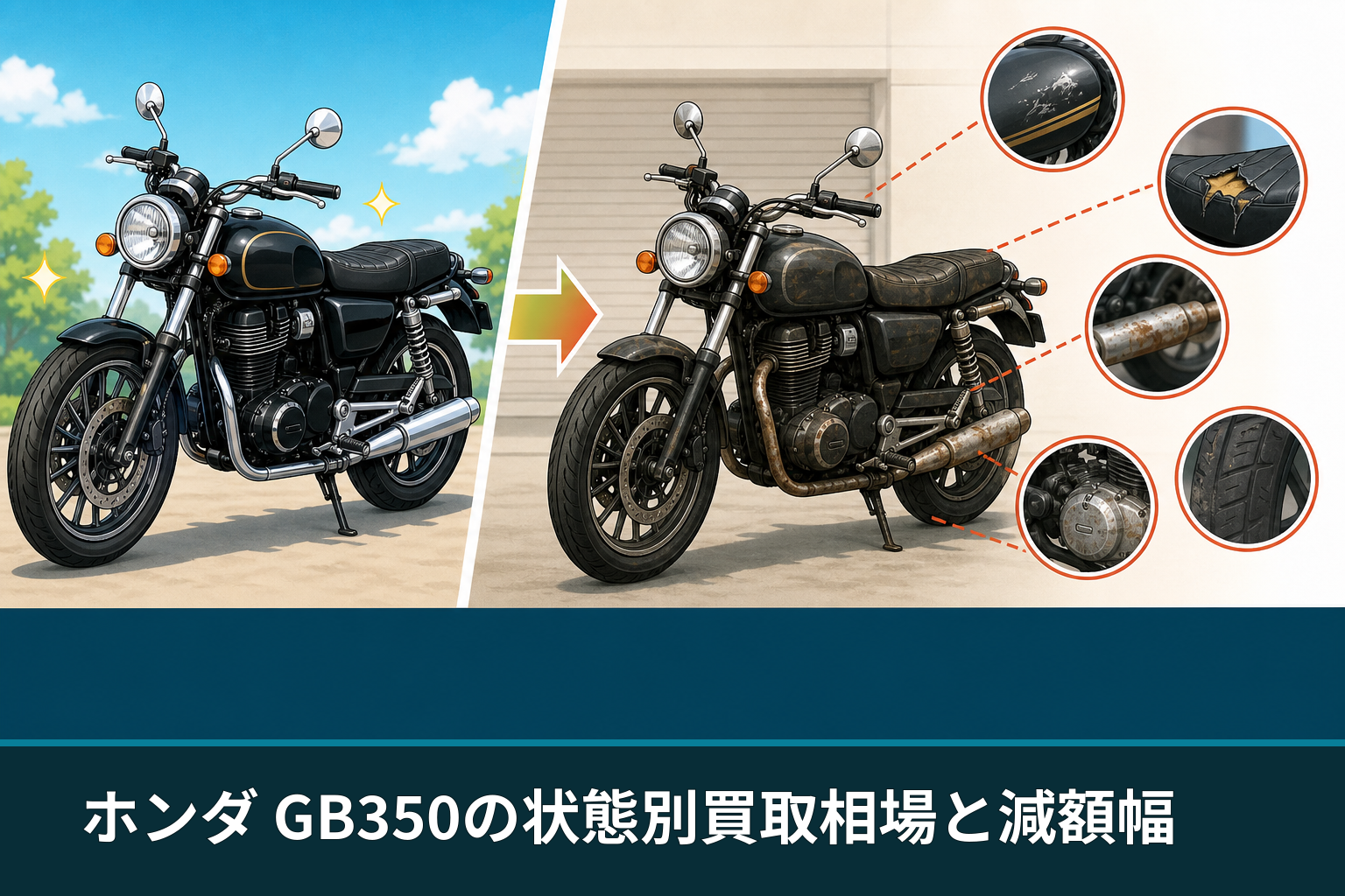 ホンダ GB350の状態別買取相場と減額幅