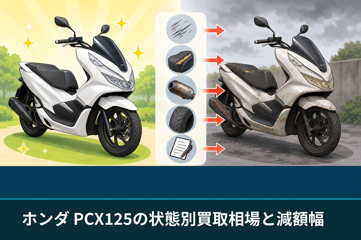 ホンダ PCX125の状態別買取相場と減額幅