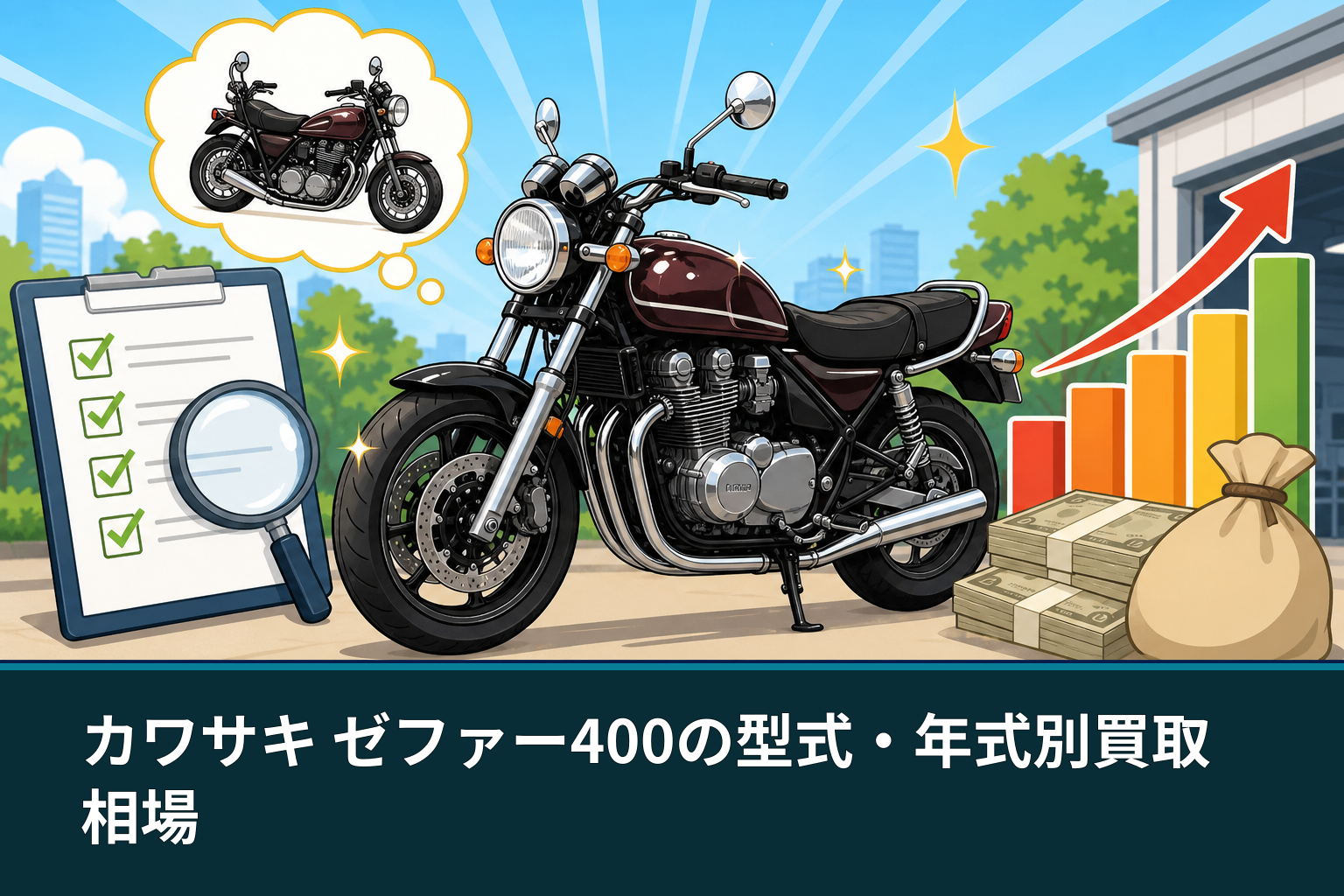 カワサキ ゼファー400の型式・年式別買取相場