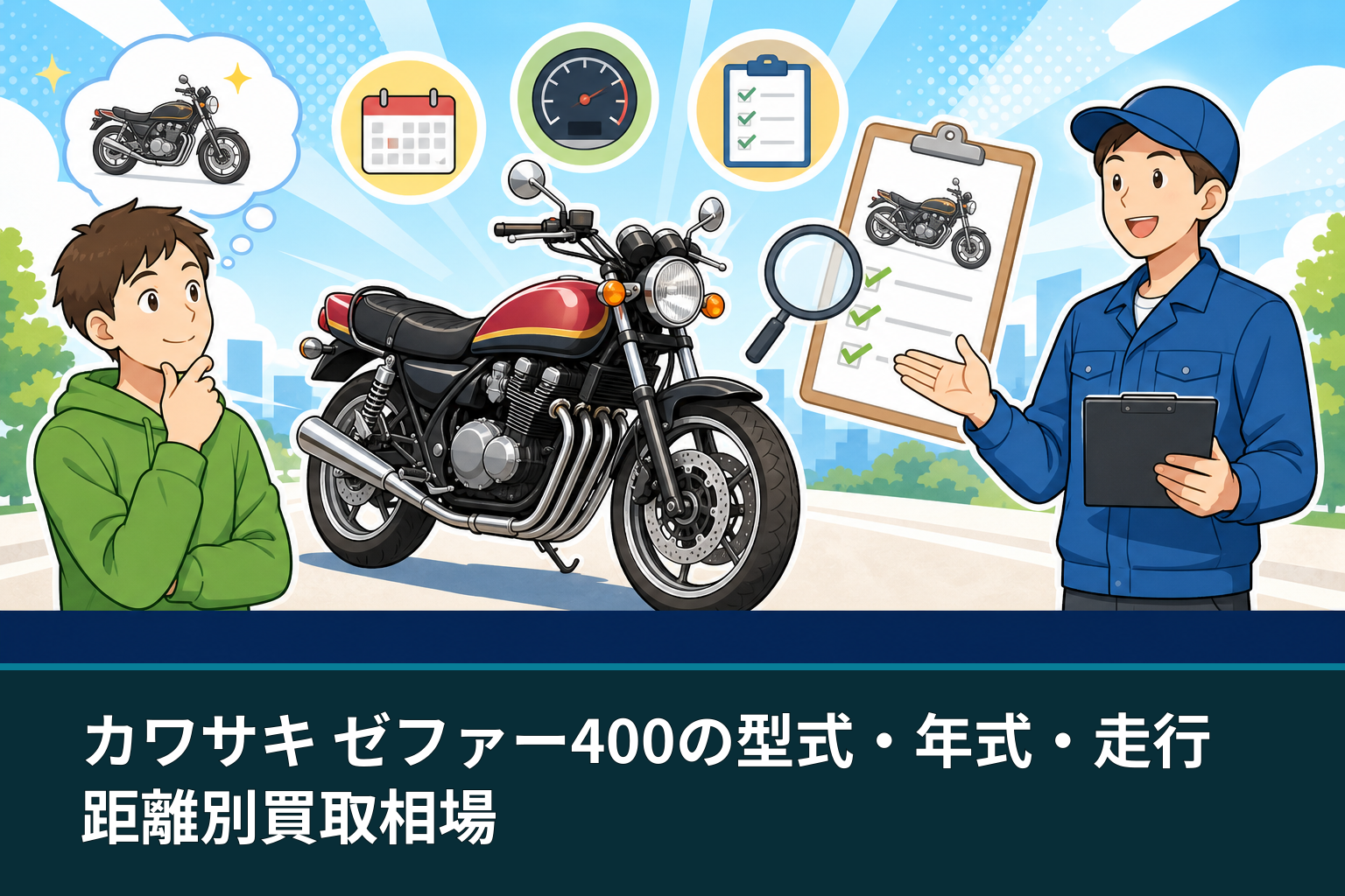 カワサキ ゼファー400の型式・年式・走行距離別買取相場