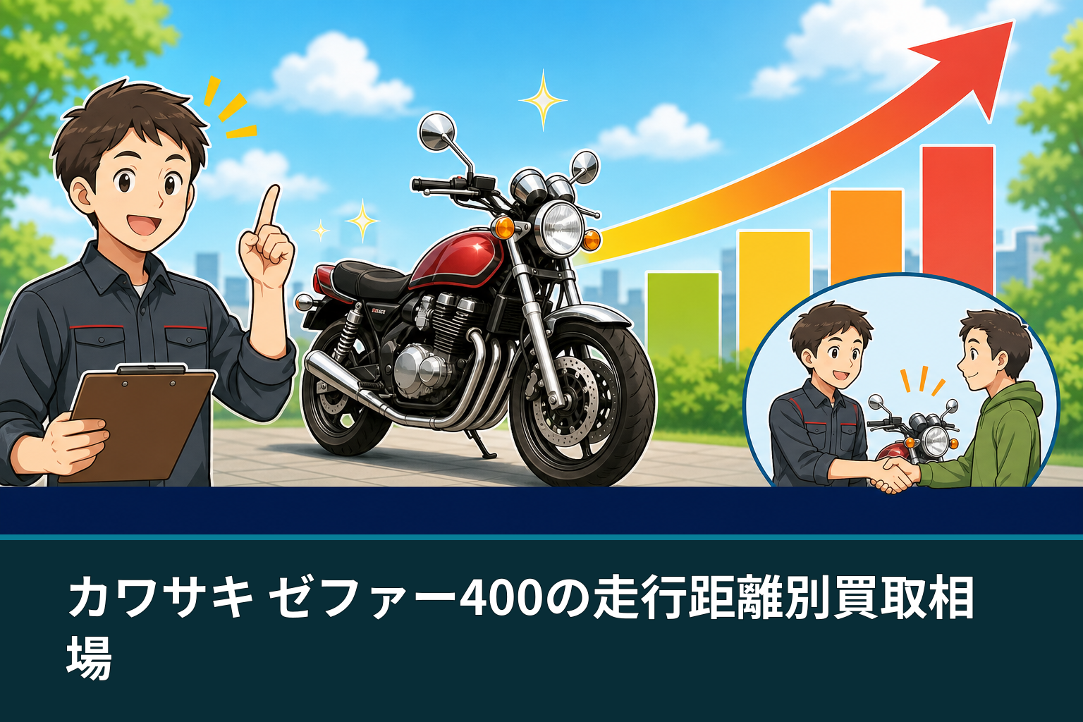 カワサキ ゼファー400の走行距離別買取相場