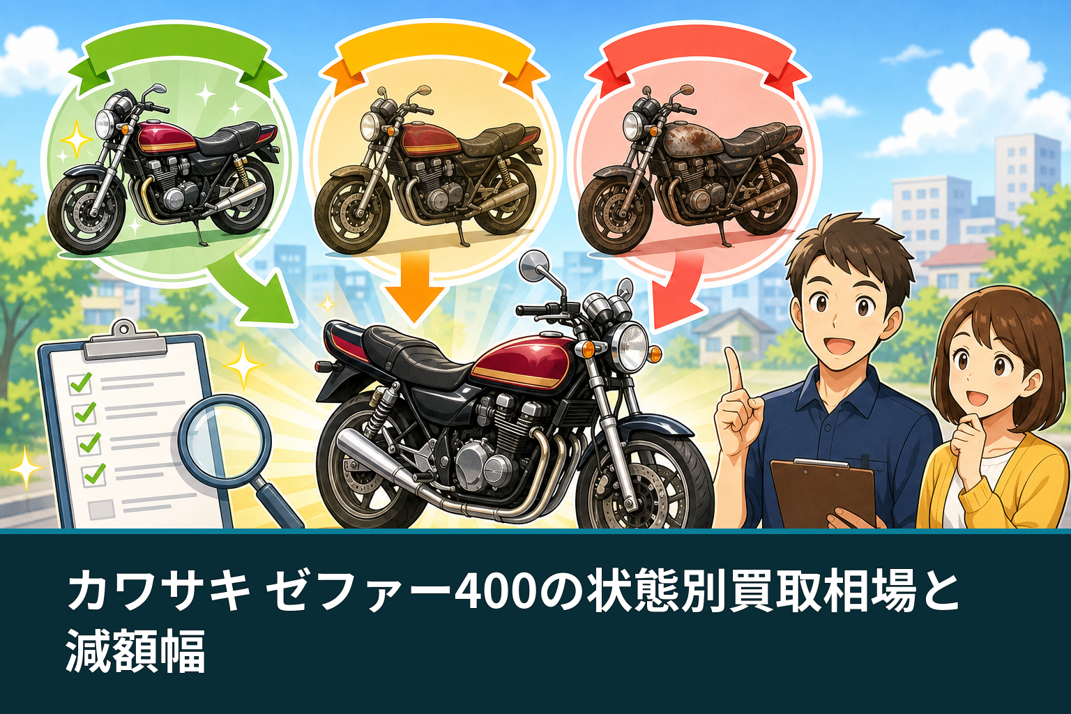 カワサキ ゼファー400の状態別買取相場と減額幅