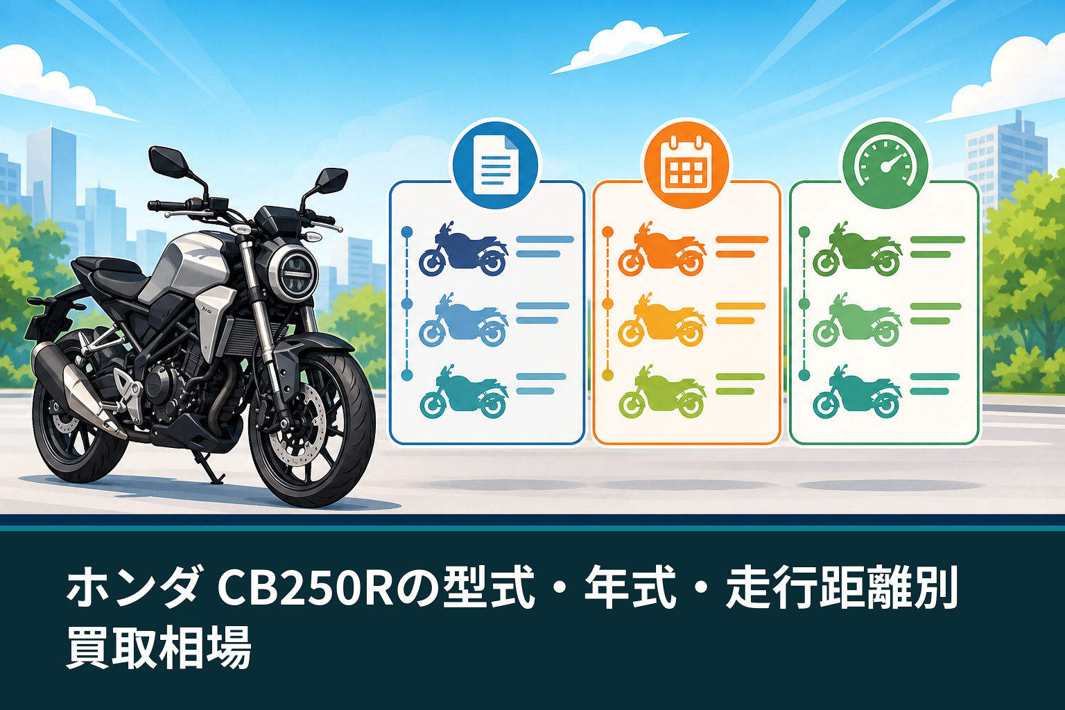 ホンダ CB250Rの型式・年式・走行距離別買取相場