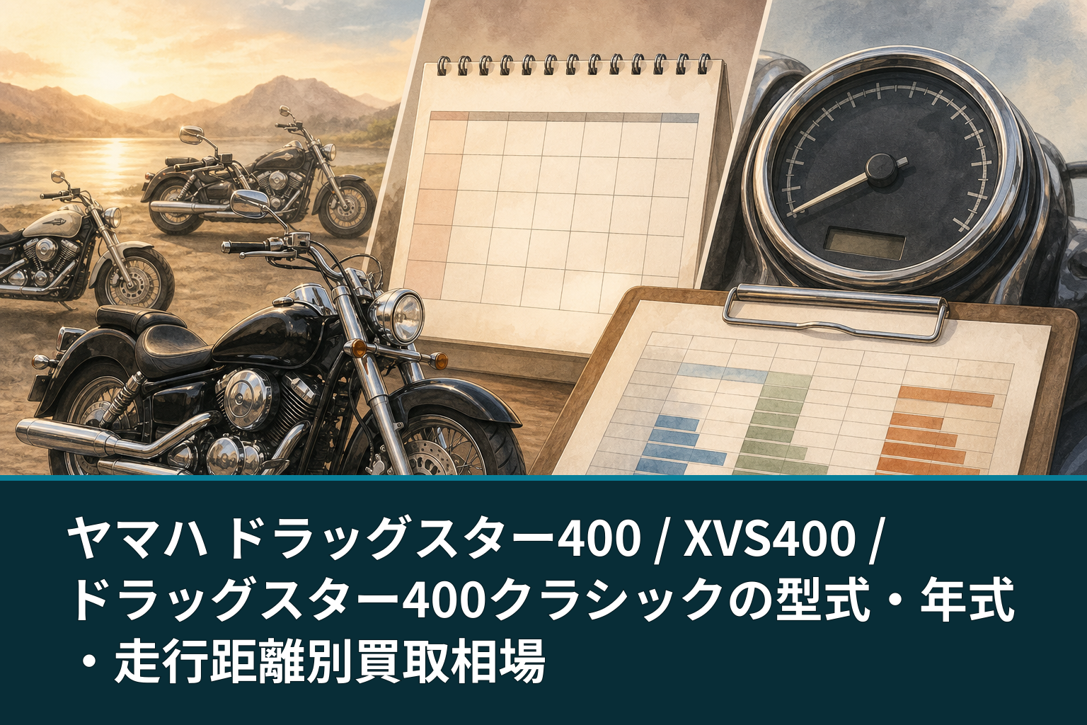 ヤマハ ドラッグスター400 / XVS400 / ドラッグスター400クラシックの型式・年式・走行距離別買取相場