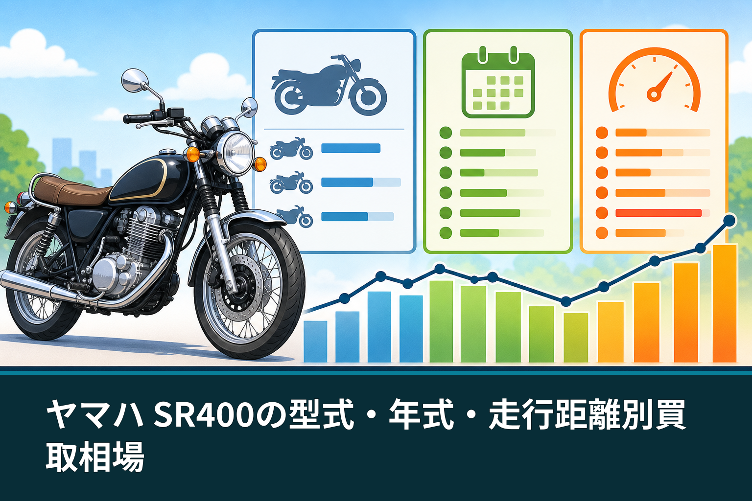 ヤマハ SR400の型式・年式・走行距離別買取相場