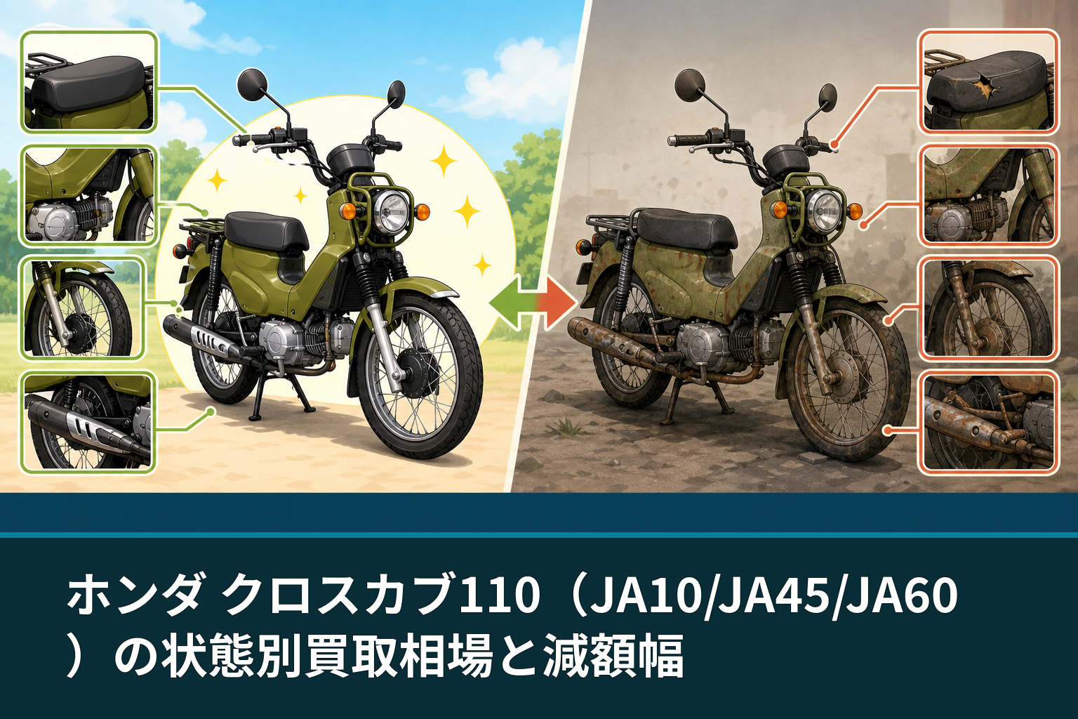 ホンダ クロスカブ110(JA10/JA45/JA60)の状態別買取相場と減額幅