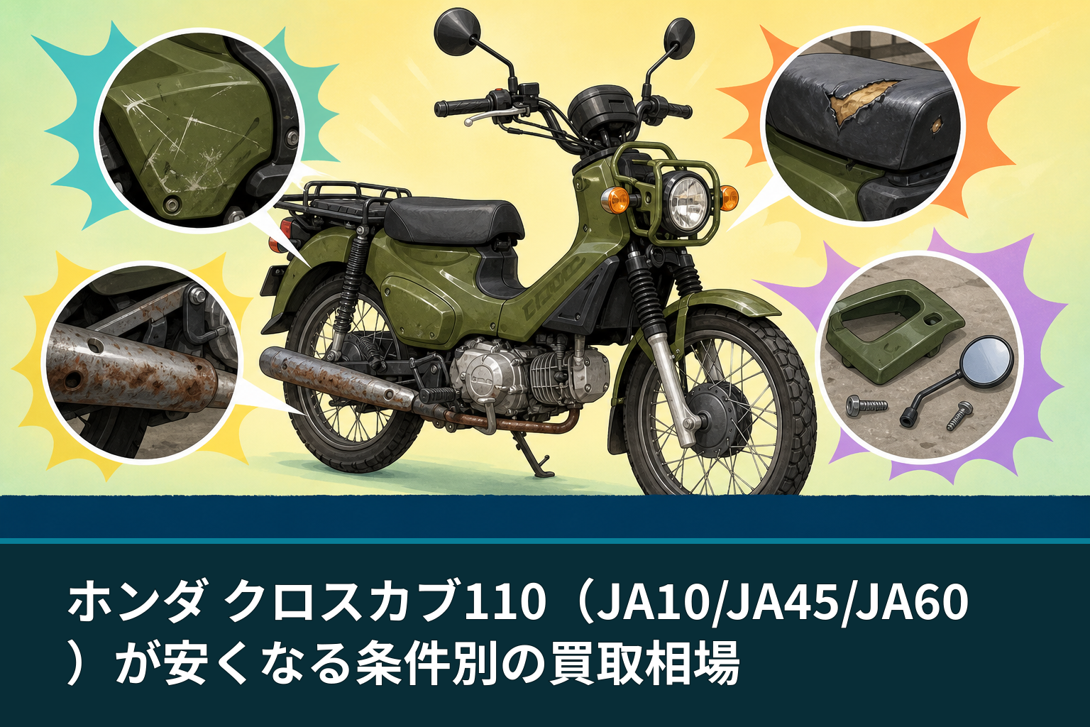 ホンダ クロスカブ110(JA10/JA45/JA60)が安くなる条件別の買取相場
