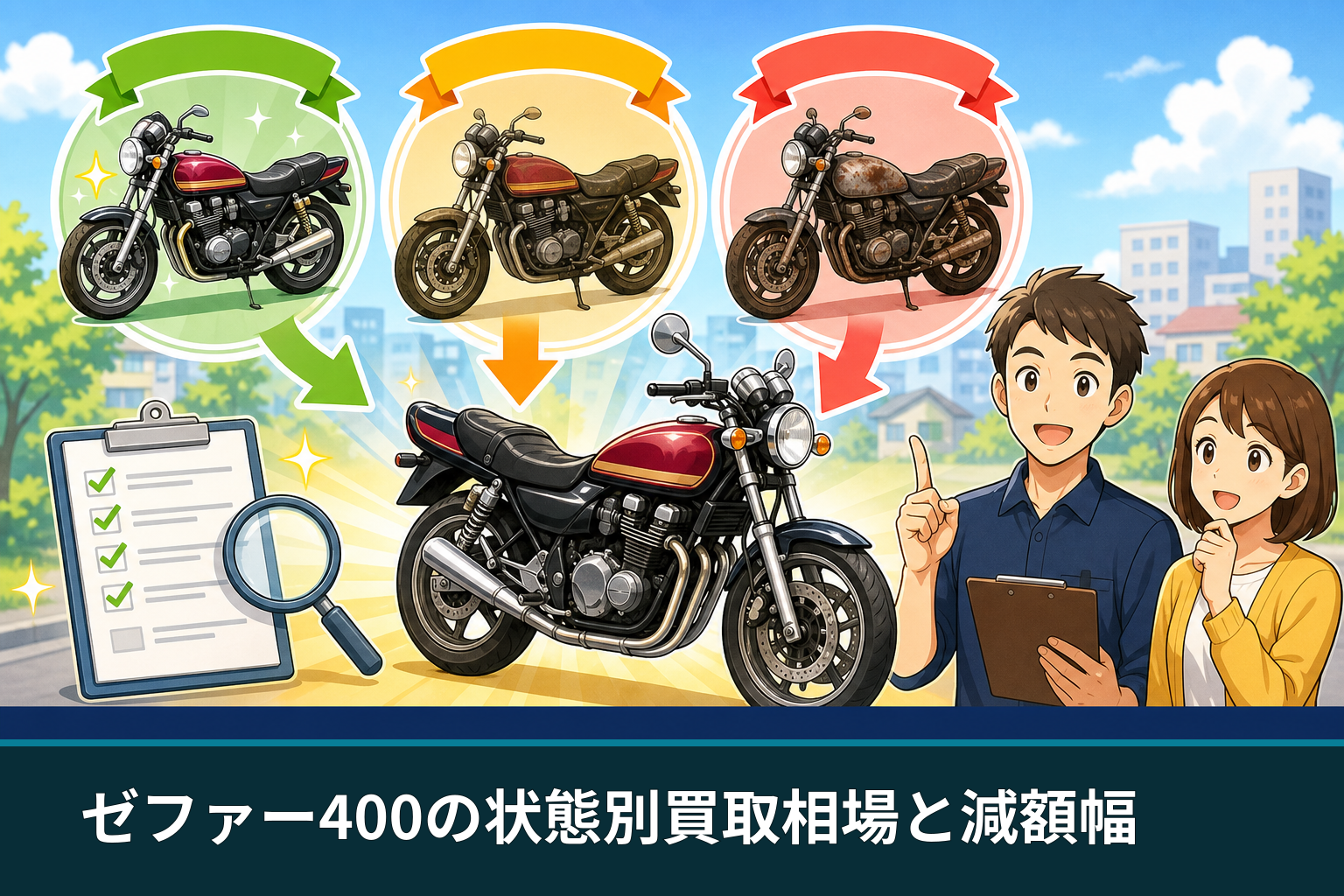 ゼファー400の状態別買取相場と減額幅
