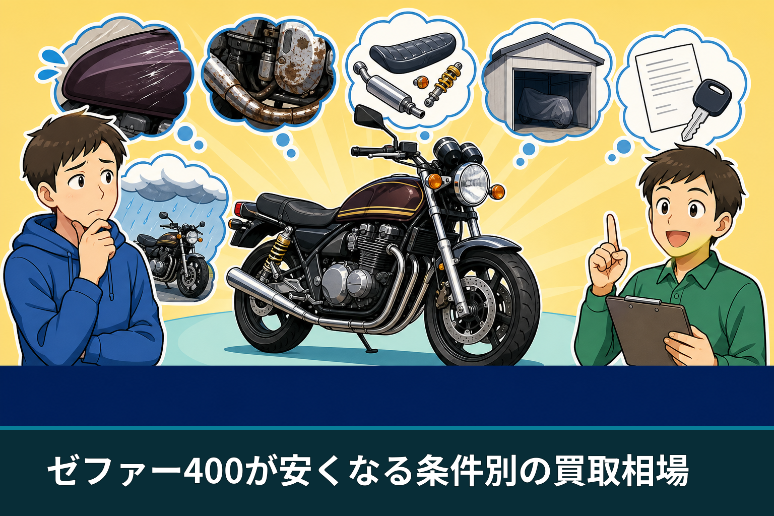 ゼファー400が安くなる条件別の買取相場