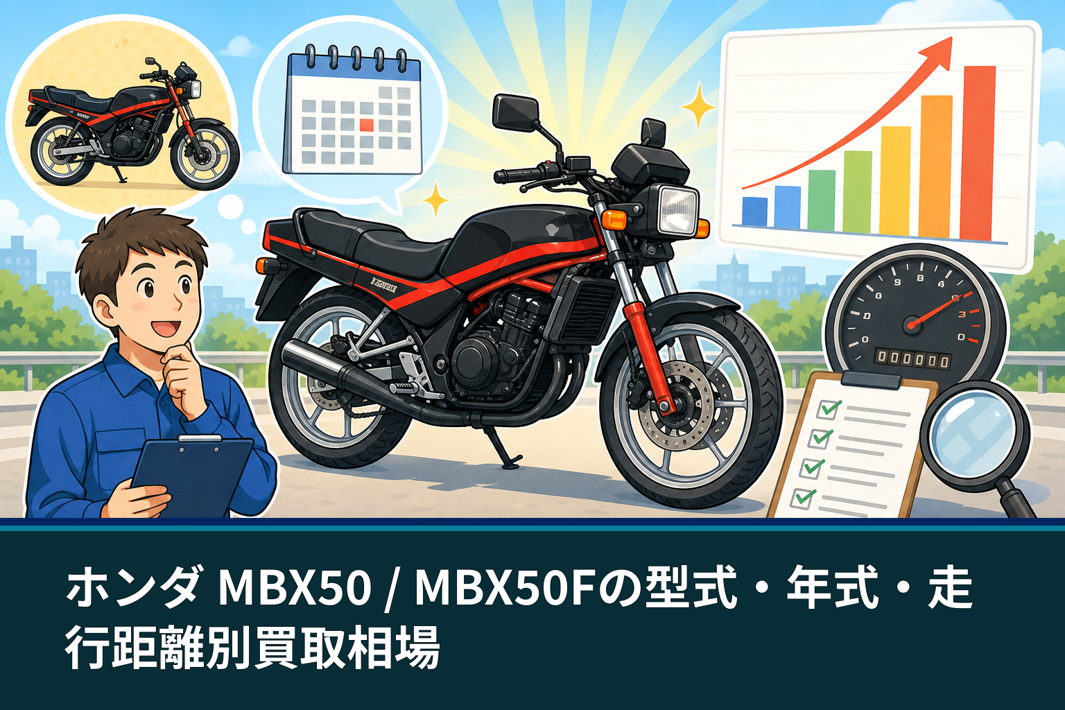 ホンダ MBX50 / MBX50Fの型式・年式・走行距離別買取相場