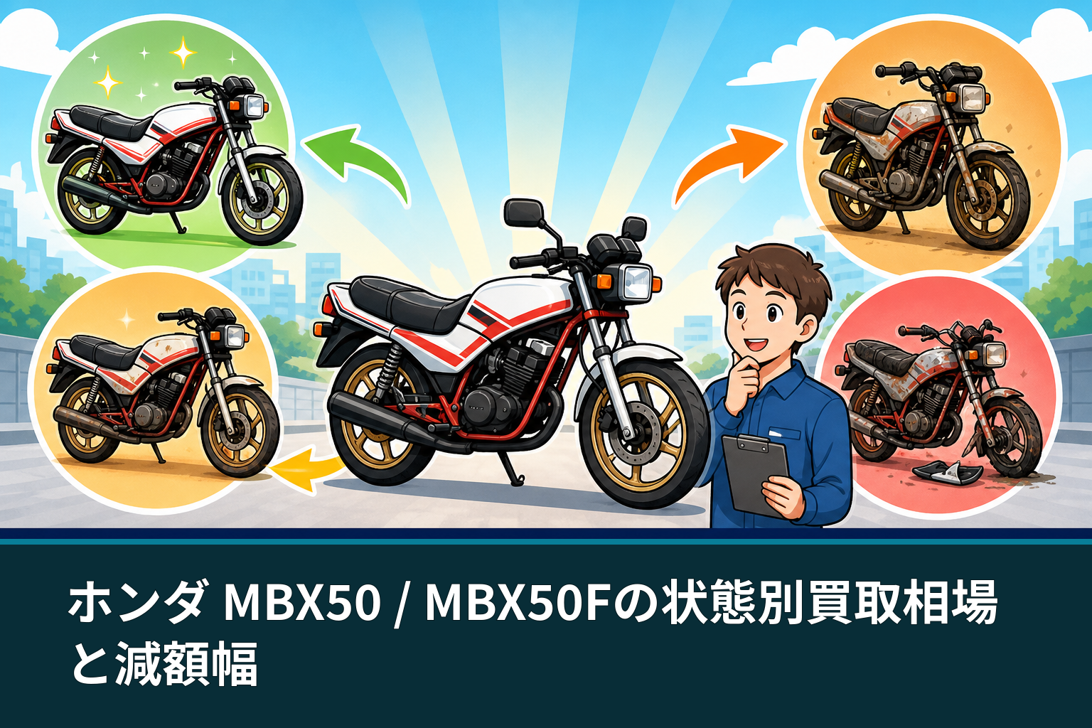 ホンダ MBX50 / MBX50Fの状態別買取相場と減額幅
