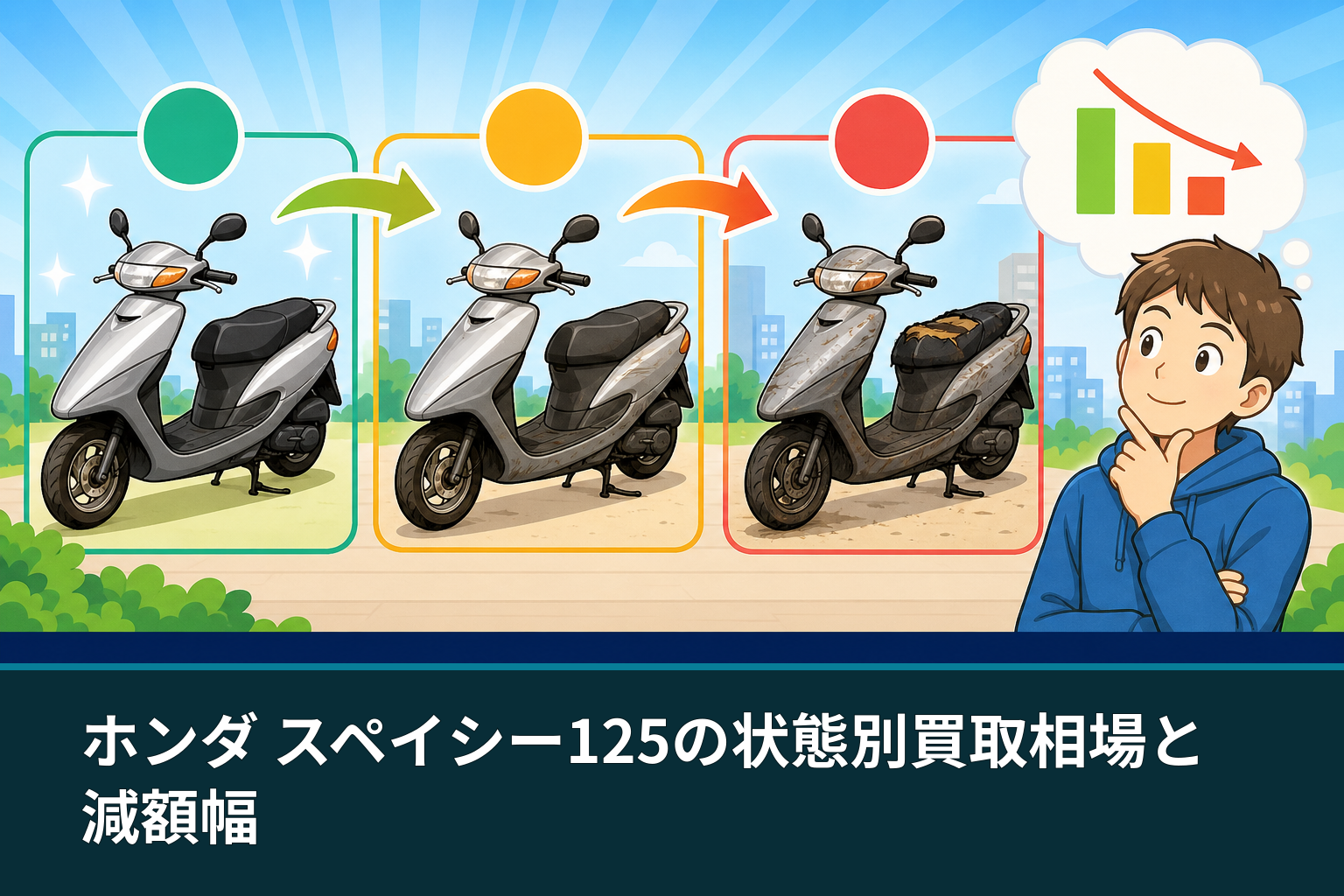 ホンダ スペイシー125の状態別買取相場と減額幅