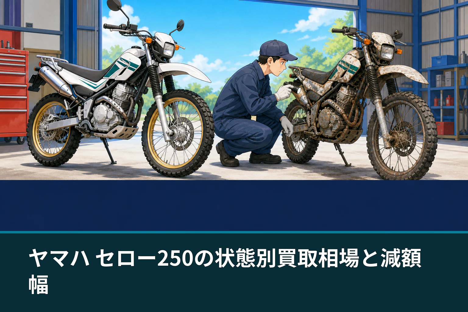 ヤマハ セロー250の状態別買取相場と減額幅