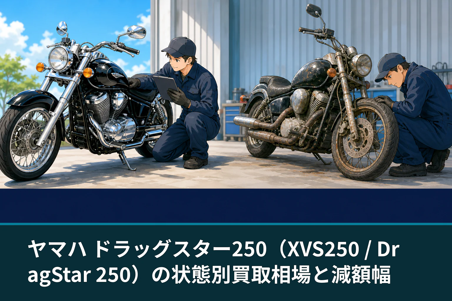 ヤマハ ドラッグスター250(XVS250 / DragStar 250)の状態別買取相場と減額幅