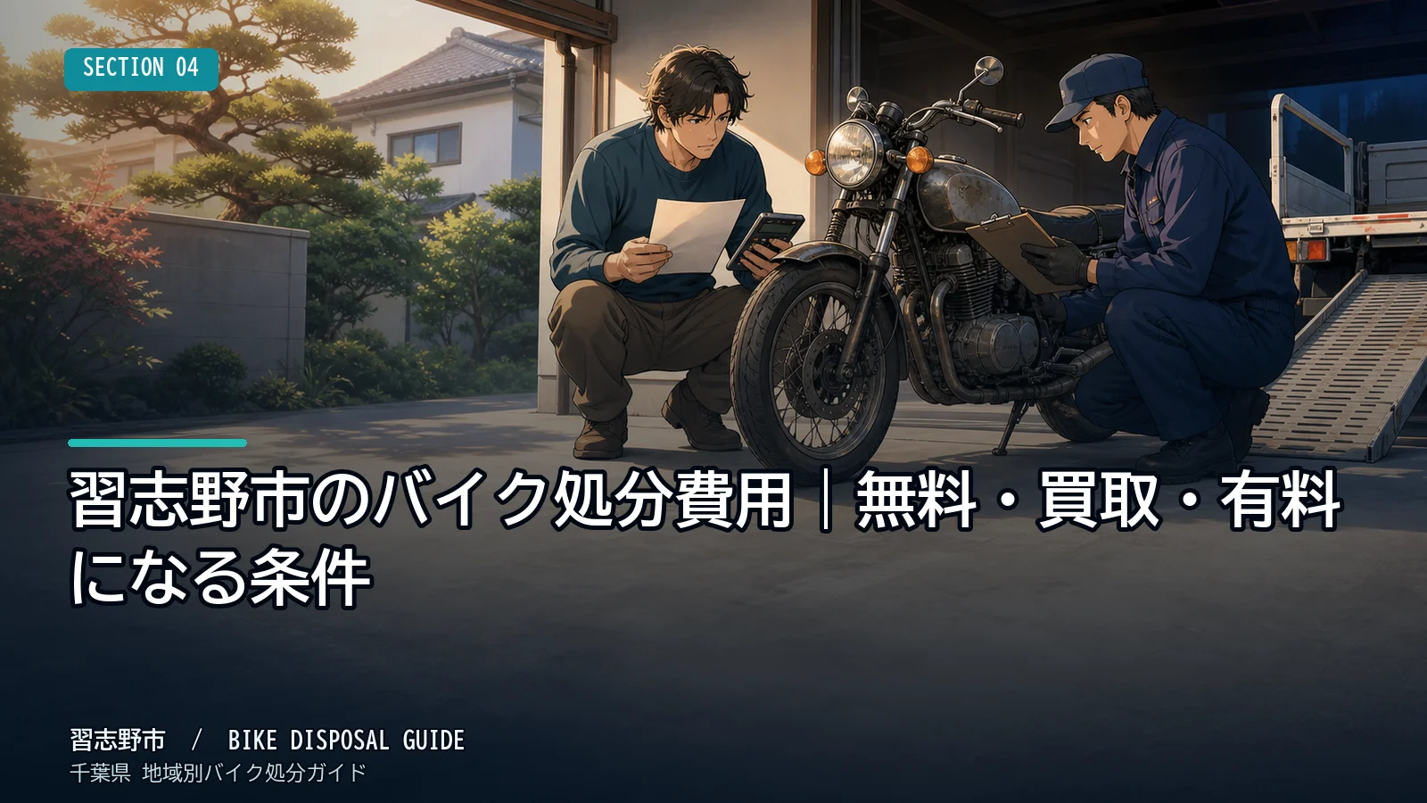 習志野市のバイク処分費用|無料・買取・有料になる条件