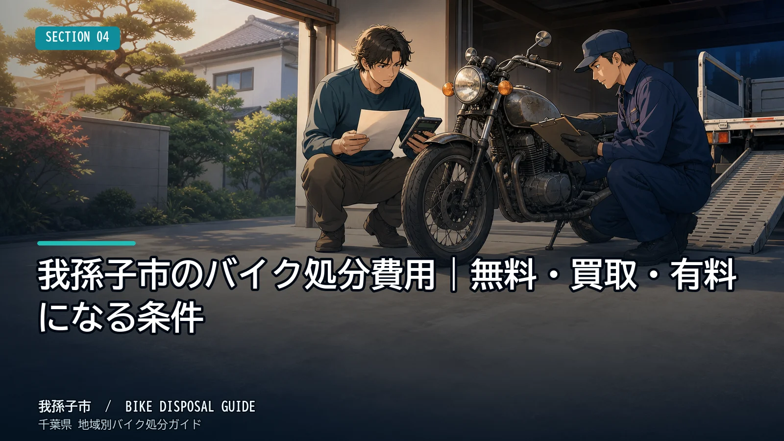 我孫子市のバイク処分費用|無料・買取・有料になる条件