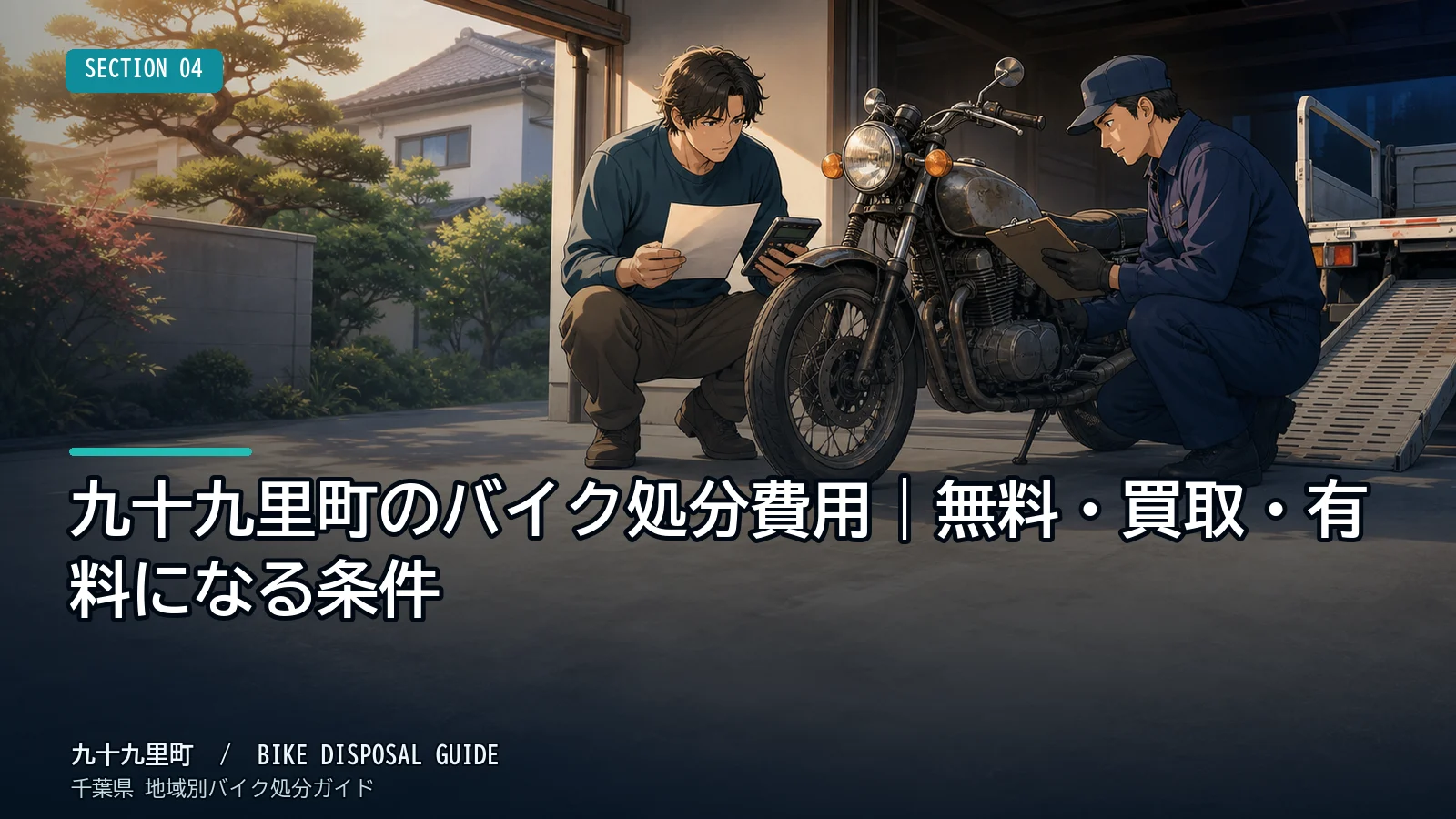 九十九里町のバイク処分費用|無料・買取・有料になる条件