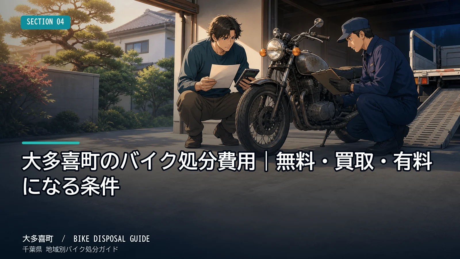大多喜町のバイク処分費用|無料・買取・有料になる条件