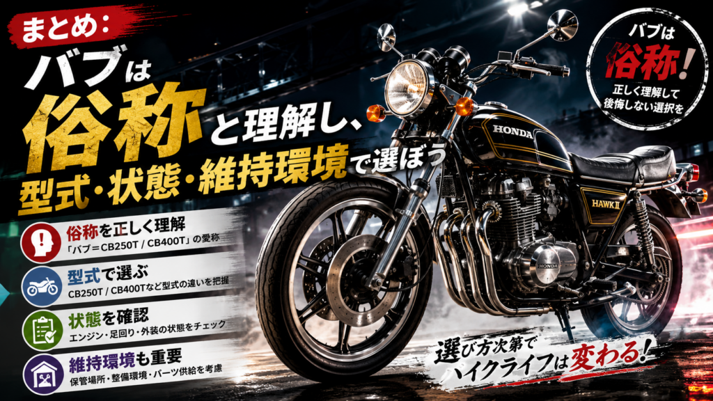 バブとはどんなバイク？正式名称・CB250TとCB400Tの違いから中古購入