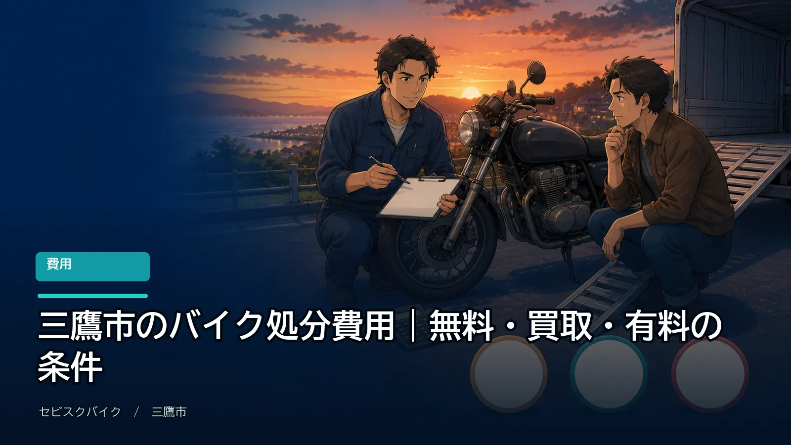 三鷹市のバイク処分費用|無料・買取・有料の条件