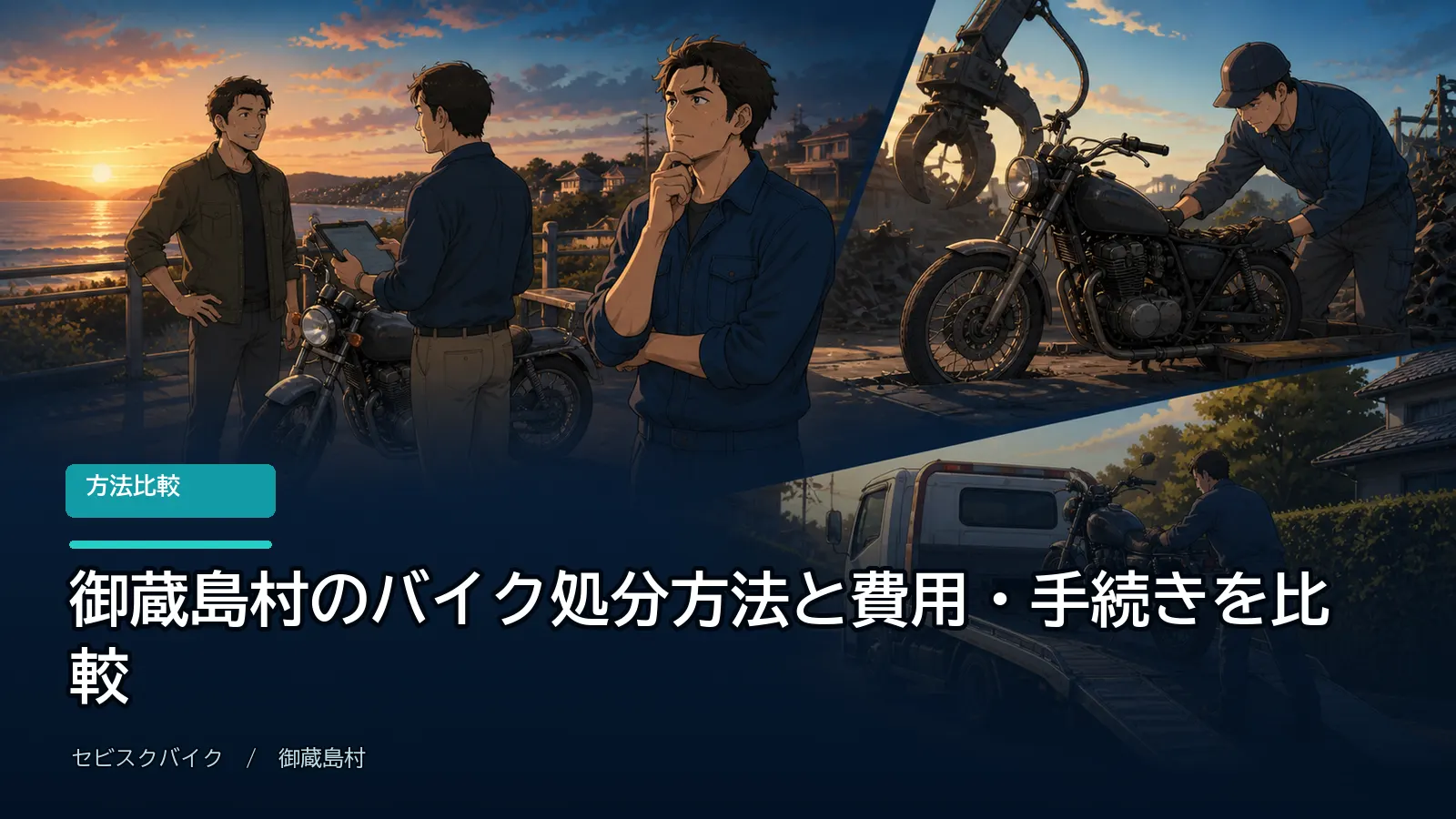 御蔵島村のバイク処分方法と費用・手続きを比較