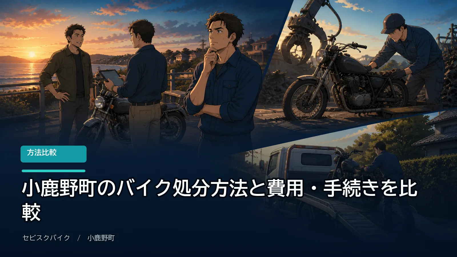 小鹿野町のバイク処分方法と費用・手続きを比較